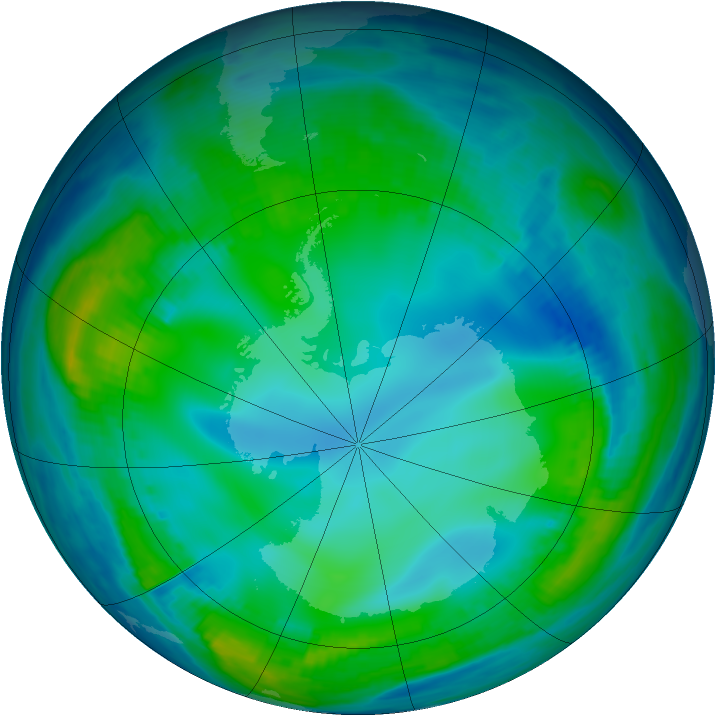 Antarctic ozone map for 27 May 1999